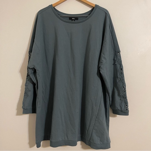 Ellos oversized lace sleeves tunic sweatshirt 2x 26/28 - Picture 1 of 10